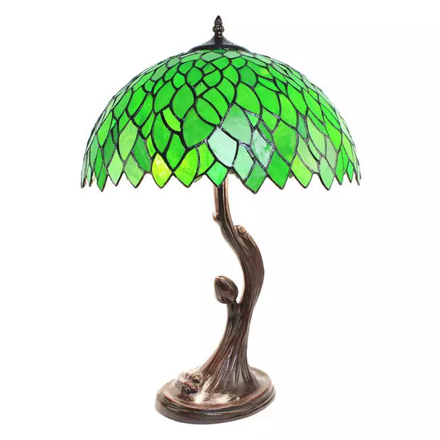 HAES DECO - Tiffany Tafellamp Groen Ø 41x57 Cm Fitting E27 / Lamp Max 2x60W 2 HAES DECO - Tiffany Tafellamp Groen Ø 41x57 Cm Fitting E27 / Lamp Max 2x60W - Afbeelding 2