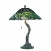 HAES DECO - Tiffany Tafellamp Groen Ø 47x58 Cm Fitting E27 / Lamp Max 2x60W