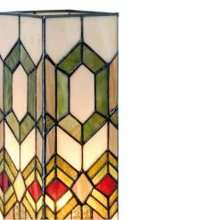 HAES DECO - Tiffany Tafellamp Groen, Bruin, Beige 12x12x35 Cm Fitting E14 / Lamp Max 1x40W -LAMPEN Winkel 3933271 d1aa0840