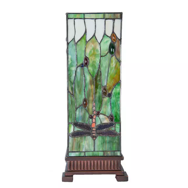 HAES DECO - Tiffany Tafellamp Groen, Bruin, Beige 18x18x45 Cm Fitting E27 / Lamp Max 1x40W 2 HAES DECO - Tiffany Tafellamp Groen, Bruin, Beige 18x18x45 Cm Fitting E27 / Lamp Max 1x40W - Afbeelding 2