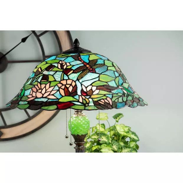 HAES DECO - Tiffany Tafellamp Groen, Bruin, Beige Ø 47x60 Cm Fitting E27 / Lamp Max 3x60W 3 HAES DECO - Tiffany Tafellamp Groen, Bruin, Beige Ø 47x60 Cm Fitting E27 / Lamp Max 3x60W - Afbeelding 3