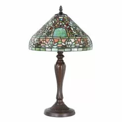 HAES DECO - Tiffany Tafellamp Groen, Bruin, Rood Ø 30x53 Cm Fitting E27 / Lamp Max 1x60W -LAMPEN Winkel 3933278 0e9e8b39
