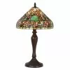 HAES DECO - Tiffany Tafellamp Groen, Bruin, Rood Ø 30x53 Cm Fitting E27 / Lamp Max 1x60W