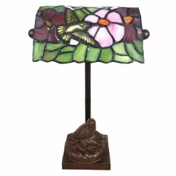 HAES DECO - Tiffany Tafellamp Groen, Roze 15x15x33 Cm Fitting E14 / Lamp Max 1x25W -LAMPEN Winkel 3933282 bac5c6b3