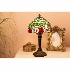 HAES DECO - Tiffany Tafellamp Groen, Roze Ø 21x39 Cm Fitting E14 / Lamp Max 1x25W -LAMPEN Winkel 3933283 19c671f0