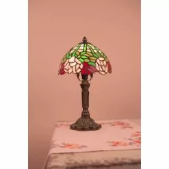 HAES DECO - Tiffany Tafellamp Groen, Roze Ø 21x39 Cm Fitting E14 / Lamp Max 1x25W -LAMPEN Winkel 3933283 cc8b2650