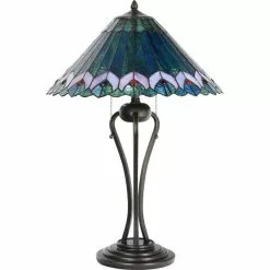HAES DECO - Tiffany Tafellamp Groen, Roze, Blauw Ø 48x73 Cm Fitting E27 / Lamp Max 2x40W -LAMPEN Winkel 3933288 a93c4497