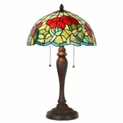 HAES DECO - Tiffany Tafellamp Ø 35x58 Cm Fitting E27 / Lamp Max 2x60W