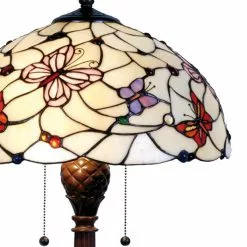 HAES DECO - Tiffany Tafellamp Paars, Rood, Wit Ø 41x60 Cm Fitting E27 / Lamp Max 2x60W -LAMPEN Winkel 3933328 a2a120a7