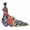 HAES DECO - Tiffany Tafellamp Pauw Blauw, Groen, Rood 30x16x30 Cm Fitting E14 / Lamp Max 1x25W