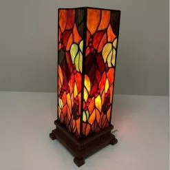 HAES DECO - Tiffany Tafellamp Rood, Groen 12x12x35 Cm Fitting E14 / Lamp Max 1x40W -LAMPEN Winkel 3933336 ebad34aa