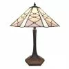 HAES DECO - Tiffany Tafellamp Roze Ø 42x54 Cm Fitting E27 / Lamp Max 2x60W
