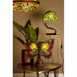 HAES DECO - Tiffany Tafellamp Vlinder Rood 41x20x41 Cm Fitting E14 / Lamp Max 2x25W -LAMPEN Winkel 3933354 4c885ce4