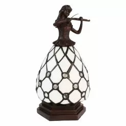 HAES DECO - Tiffany Tafellamp Vrouw Wit, Bruin 12x12x25 Cm Fitting E14 / Lamp Max 1x25W -LAMPEN Winkel 3933360 da19f10a