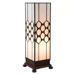 HAES DECO - Tiffany Tafellamp Wit 12x12x36 Cm Fitting E14 / Lamp Max 1x25W -LAMPEN Winkel 3933363 93d1da7e