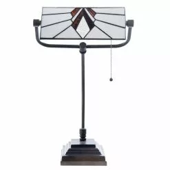 HAES DECO - Tiffany Tafellamp Wit, Bruin 32x27x51 Cm Fitting E27 / Lamp Max 1x60W -LAMPEN Winkel 3933375 8af3675a