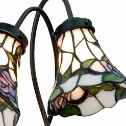 HAES DECO - Tiffany Tafellamp Wit, Bruin 34x28x47 Cm Fitting E14 / Lamp Max 2x40W -LAMPEN Winkel 3933376 1bf32915