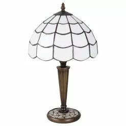 HAES DECO - Tiffany Tafellamp Wit, Bruin Ø 25x43 Cm Fitting E27 / Lamp Max 1x40W -LAMPEN Winkel 3933379 99119ced