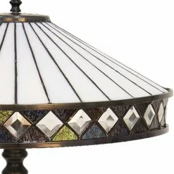 HAES DECO - Tiffany Tafellamp Wit, Bruin Ø 41x59 Cm Fitting E27 / Lamp Max 2x60W -LAMPEN Winkel 3933384 c616f0fd