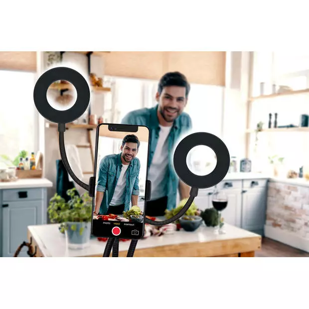 Grundig Selfie Studio Ring Lamp - 2x Lamps - Social Media And Vlogs - With Table Clamp - Flexible Neck - USB 6 Grundig Selfie Studio Ring Lamp - 2x Lamps - Social Media And Vlogs - With Table Clamp - Flexible Neck - USB - Afbeelding 6