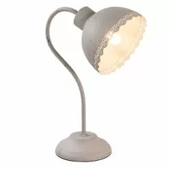 HAES DECO - Bureaulamp - Shabby Chic - Vintage / Retro Lamp, 15x25x35 Cm - Grijs Metaal - Tafellamp, Sfeerlamp