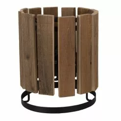 HAES DECO - Tafellamp - Industrial - Vintage / Retro Lamp, Ø 25x30 Cm - Bruin Hout - Bureaulamp, Sfeerlamp, Nachtlampje