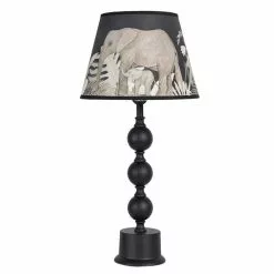 HAES DECO - Tafellamp - City Jungle - Olifanten Bedrukte Lamp, Ø 27x57 Cm - Bureaulamp, Sfeerlamp, Nachtlampje