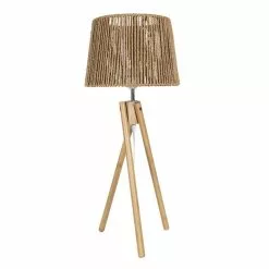 HAES DECO - Tafellamp - Beachlife - Houten Lamp, Ø 27x65 Cm - Bruin Hout - Bureaulamp, Sfeerlamp