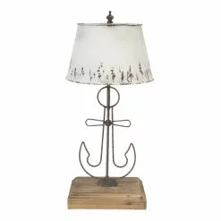 HAES DECO - Tafellamp - Beachlife - Scheepsanker Vintage / Retro Lamp, Ø 35x79 Cm - Bureaulamp, Sfeerlamp, Nachtlampje