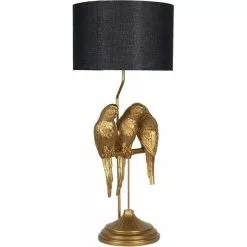 HAES DECO - Tafellamp - City Jungle - Goudkleurige Papagaaien Lamp, Ø 33x79 Cm - Bureaulamp, Sfeerlamp -LAMPEN Winkel 3946842 59e3ab77