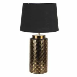 HAES DECO - Tafellamp - Modern Chic - Stijlvolle Lamp, Ø 28x50 Cm - Goudkleurig - Bureaulamp, Sfeerlamp, Nachtlampje