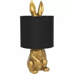 HAES DECO - Tafellamp - City Jungle - Konijn In Lamp, Ø 20*42 Cm - Goudkleurig - Bureaulamp, Sfeerlamp, Nachtlampje -LAMPEN Winkel 3946850 17366a04