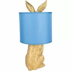 HAES DECO - Tafellamp - City Jungle - Konijn In De Lamp, Ø 20x43 Cm - Goud/Blauw - Bureaulamp, Sfeerlamp, Nachtlampje -LAMPEN Winkel 3946855 69d27ea7