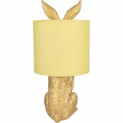 HAES DECO - Tafellamp - City Jungle - Konijn In De Lamp, Ø 20x43 Cm - Goud/Geel - Bureaulamp, Sfeerlamp, Nachtlampje -LAMPEN Winkel 3946856 e25f6367
