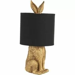 HAES DECO - Tafellamp - City Jungle - Konijn In De Lamp, Ø 20x43 Cm - Goud/Zwart - Bureaulamp, Sfeerlamp, Nachtlampje -LAMPEN Winkel 3946916 4c070898