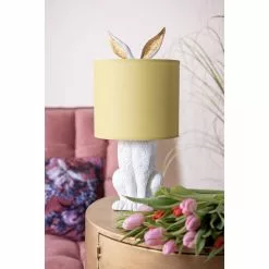 HAES DECO - Tafellamp - City Jungle - Konijn In De Lamp, Ø 20x43 Cm - Wit/Geel - Bureaulamp, Sfeerlamp, Nachtlampje -LAMPEN Winkel 3946918 d23d80fd