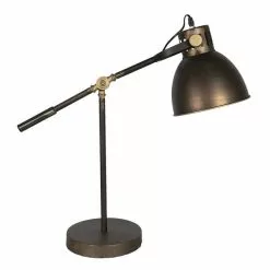 HAES DECO - Bureaulamp - Industrial - Koperkleurige Vintage Lamp, 20x62x60 Cm -Tafellamp, Sfeerlamp, Nachtlampje