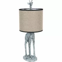 HAES DECO - Tafellamp - City Jungle - Giraf In De Lamp, Ø 20x52 Cm - Grijs/Wit Met Beige - Bureaulamp, Sfeerlamp -LAMPEN Winkel 3946925 32f12e26