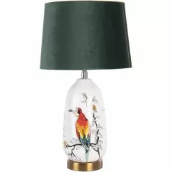 HAES DECO - Tafellamp - Modern Chic - Vogel Bedrukte Lamp, Ø 28*50 Cm - Goudkleurig - Bureaulamp, Sfeerlamp, Nachtlamp -LAMPEN Winkel 3946935 04c4c7e7