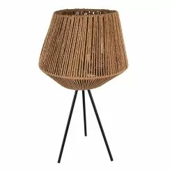 HAES DECO - Tafellamp - Natural Cosy - Stijlvolle Lamp, Ø 31x53 Cm - Bruin/Zwart - Bureaulamp, Sfeerlamp, Nachtlampje