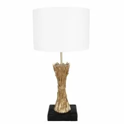 HAES DECO - Tafellamp - Modern Chic - Zwart / Goudkleurig Lamp, Ø 30x60 Cm - Bureaulamp, Sfeerlamp