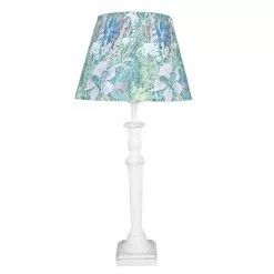 HAES DECO - Tafellamp - Shabby Chic - Bloemen Bedrukt Lamp, Ø 24x52 Cm - Bureaulamp, Sfeerlamp, Nachtlampje
