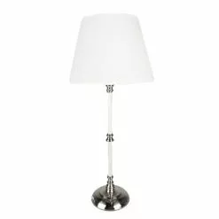 HAES DECO - Tafellamp - Loving Chic - Zilverkleurige Vintage Lamp, Ø 18x44 Cm - Bureaulamp, Sfeerlamp, Nachtlampje