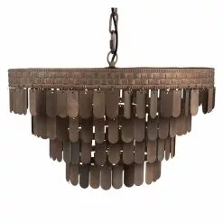 HAES DECO - Hanglamp - Dramatic Chic - Bruine Stijlvolle Lamp, Ø 48x30 Cm - Ronde Hanglamp Eettafel, Hanglamp Eetkamer