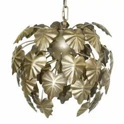 HAES DECO - Hanglamp - City Jungle - Goudkleurige Bladeren Lamp, Ø 37x35 Cm - Hanglamp Eettafel, Hanglamp Eetkamer