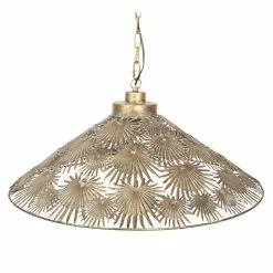 HAES DECO - Hanglamp - City Jungle - Goudkleurige Bladeren Lamp, Ø 61x51 Cm - Hanglamp Eettafel, Hanglamp Eetkamer