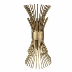 HAES DECO - Wandlamp - Dramatic Chic - Retro Stijlvolle Lamp, 22x22x46 Cm - Goudkleurig Metaal - Muurlamp, Sfeerlamp