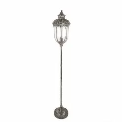 Clayre & Eef Vloerlamp Ø 25x154 Cm Zilverkleurig Metaal Glas Staande Lamp Zilverkleurig Staande Lamp